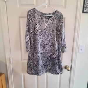 Style & Co. Black & White Paisley Patchwork Mini Dress
